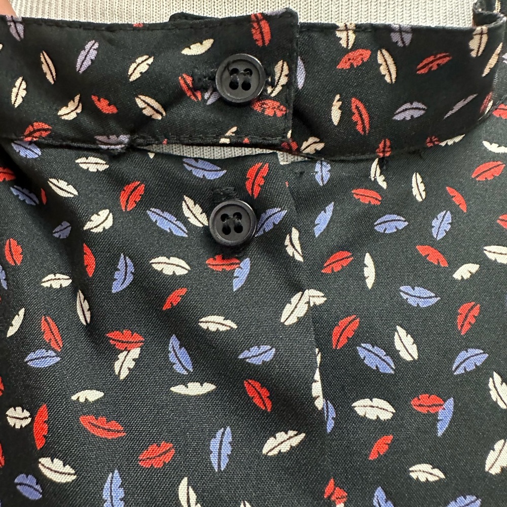 Women's Black Leaf Patterned Button Down Shirt - image 3